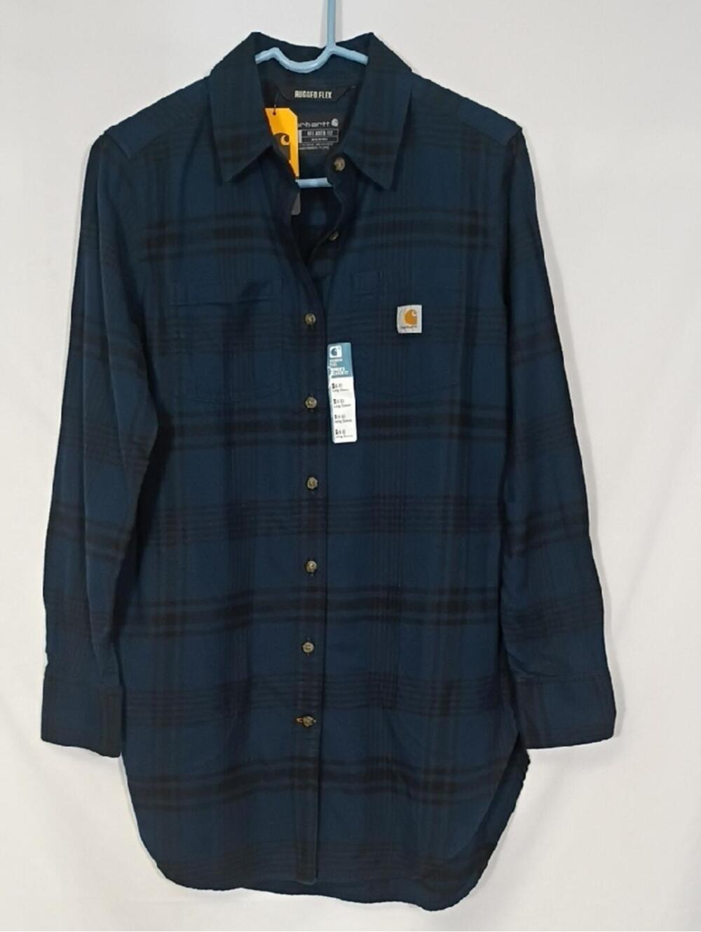 NWT Carhartt Basil Heather Women's Rugged Flex Relaxed Fit Flannel Tunic Size S